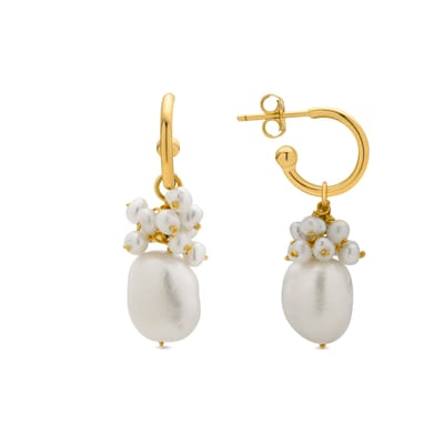 Luxenter Oorbellen van 925 sterling zilver en witte parel met 18-karaats geelgoud afwerking - Zoqoyi