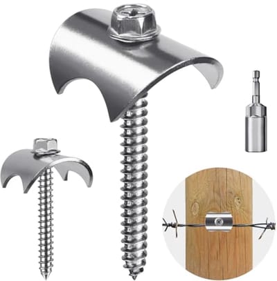 Roestvrijstalen heknietjes voor draadhekwerk - herbruikbare omheiningsbevestigingsmiddelen, nagelschroeven voor gaas en geweven hekken (50 stuks)