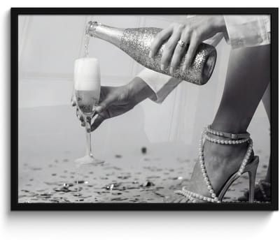 Poster in lijst - Fotolijst 80x60 cm - Posters - Feestelijk - Champagne - Discobal - Posterlijst zwart - Decoratie - Wanddecoratie woonkamer - Muurdecoratie slaapkamer