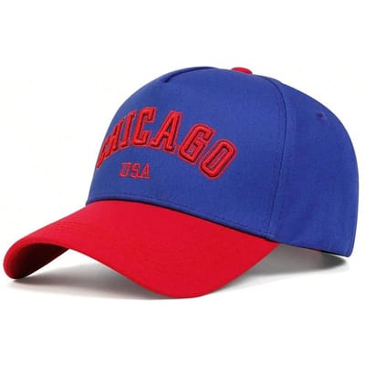 Casquettes de Baseball Unisexes Broderie Lettre Chicago Printemps et Automne Extérieur Réglable Casquettes Décontractées Chapeau Anti-Soleil blue