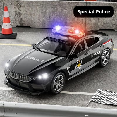 1:32 Simulatie Bmw M8 Politieauto Auto Model Auto Met Geluid En Licht Hoge Simulatie Kinderen Cadeau Verzameling Kinderen Cadeaus