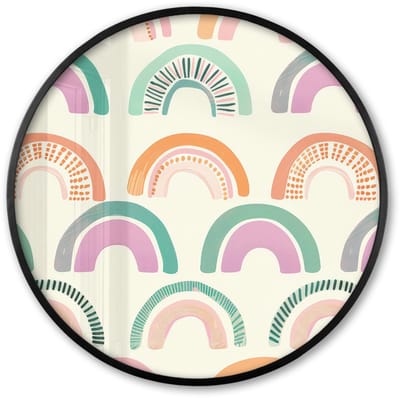 Poster in lijst Rond - Fotolijst 60x60 cm - Posters - Regenboog - Pastel - Patroon - Ronde posterlijst zwart - Decoratie - Wanddecoratie woonkamer - Muurdecoratie slaapkamer