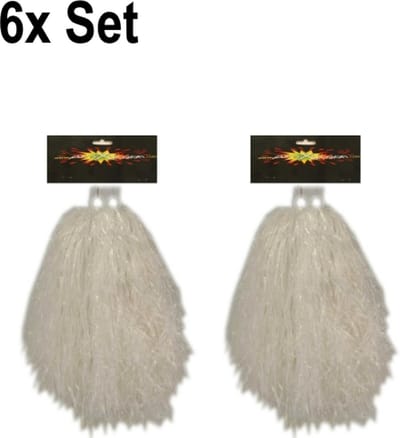 6x Cheerball ringgreep set Wit - Themaparty - Themafeest sport festival fun party thema feest