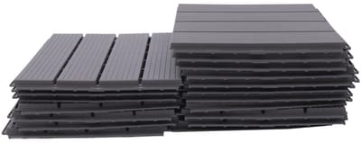 Set van 22 Interlocking Vloertegels 30 x 30 cm – DIY Waterdichte Tapijttegels met Streepdessin – Kunststof Vloerpanelen voor Thuis en Kantoor – Grijs