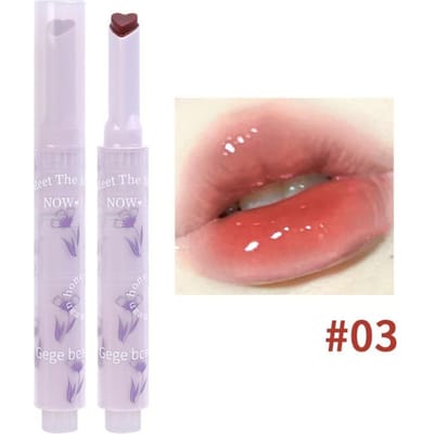 Love Heart Shape Water Light Lipstick Pen Mirror Jelly Lip Glaze Hydrateert Clear Lip Gloss Koreaanse Lip Tint