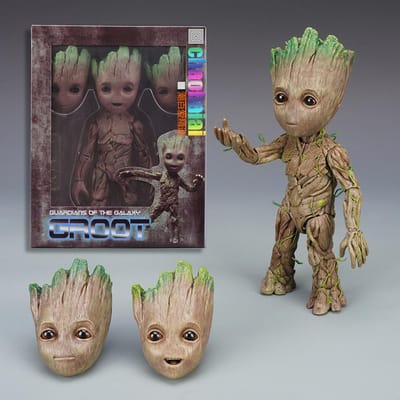 25cm 1:1 Gardiens de la Galaxie Groot Figurines d'Action Mignon Petit Arbre Statues Mobiles Modèle Poupée Ornements de Collection Cadeaux
