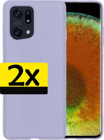 Hoesje - 2 Stuks - Geschikt voor OPPO Find X5 - Sterk & Shockproof - Case Siliconen - Back Cover - Telefoon Hoes - Telefoonhoesjes - Lila