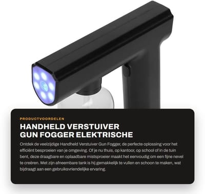 Dailygoods - Handheld Verstuiver Gun Fogger - Elektrische Sproeier - Draagbaar en Oplaadbaar - Zwart - Mistsproeier - Ideaal voor Thuis en Tuin