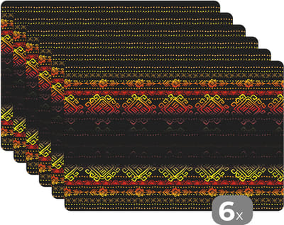 Placemat - Placemats kunststof - Afrika - Patronen - Abstract - 45x30 cm - 6 stuks - Hittebestendig - Anti-Slip - Onderlegger - Afneembaar