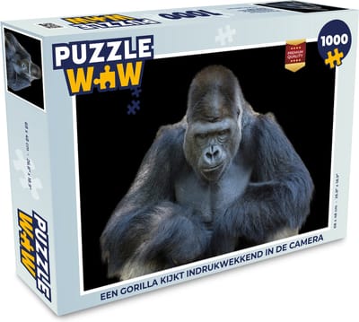 Puzzel Een Gorilla kijkt indrukwekkend in de camera - Legpuzzel - Puzzel 1000 stukjes volwassenen