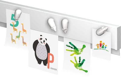 Artiteq Info Rail Presentatiesysteem - Complete set - Inclusief bevestigingsmateriaal, eindkappen en 4 muis magneten - Wit - 200 cm - Ophangen van foto's, tekeningen of recepten