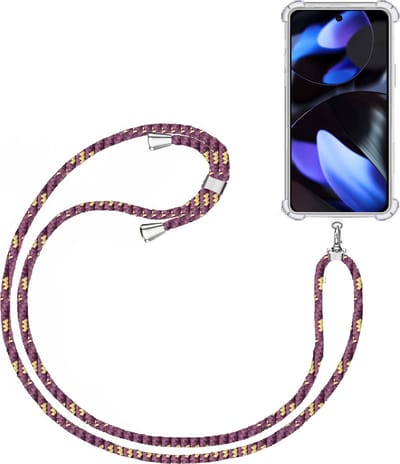 Telefoonkoord + Hoesje Geschikt voor Google Pixel 9 / 9 Pro - Lengte Verstelbaar - Telefoonketting - Shock Proof Case - Paars