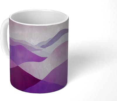 Mok - Koffiemok - Abstract - Heuvels - Landschap - Paars - Mokken - 350 ML - Beker - Koffiemokken - Theemok