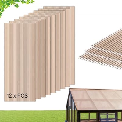 VEVOR 12x Dubbelwandige polycarbonaatplaten 6 mm, 152x61 cm, op maat te snijden, UV-bestendig, weerbestendig, kaspanelen, vervangingspanelen voor kassen, koude bakken, carports en dakconstructies