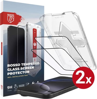 Rosso Screenprotector Geschikt voor iPhone 16 Pro | 9H Tempered Glass | Beschermglas | Glasplaatje | Case Friendly | Installatietray | Geen luchtbellen & stof | Eenvoudige montage | 2-Pack