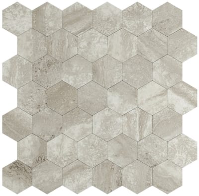 Zelfklevende Mozaïek Tegel - Afimona Stone Taupe Hexagon XL - Taupe - 290x288mm