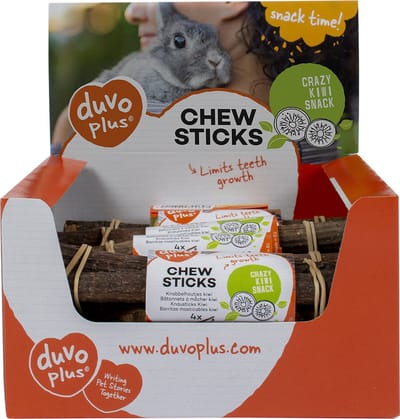 Duvoplus - Knaagdierensnack - Knaagdier - Knabbelhoutjes Kiwi 4st - Display - 4st