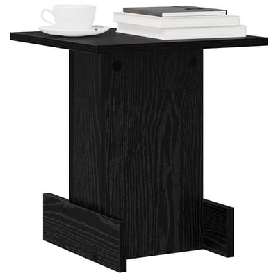 vidaXL - Bijzettafel - Zwart - Eiken - 35,5 - x - 35 - x - 40 - cm - Bewerkt - hout