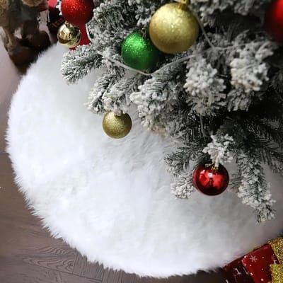 Kerstboomrokken met imitatiebont voor Kerstfeest thuis - 96 cm - wit - dubbele lagen - kerstboom cover - kerstdecoratie - vakantie - feestelijke sfeer - feestelijk accessoire