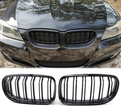 Zwarte Radiatorgrill Voor BMW E90 E91 LCI (2009-2012) - Dubbele Lamellen, Glanzend, Sportieve Look