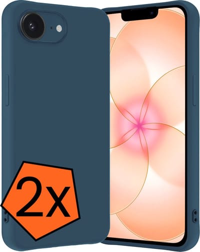Hoes - 2 Stuks - Geschikt voor Apple iPhone 17e - Sterk & Shockproof - Case Siliconen - Back Cover - Telefoon Hoes - Donkerblauw