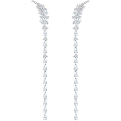 Swarovski Veer Vormig Creatief Ontwerp Mooie Oorbellen Damesoorbellen 5493406 Silver white