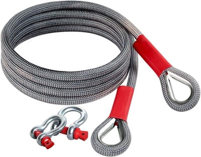 Sleepkabel - Touw met haken - Voertuig redden - Heavy duty nylon - 5 meter - Zwart