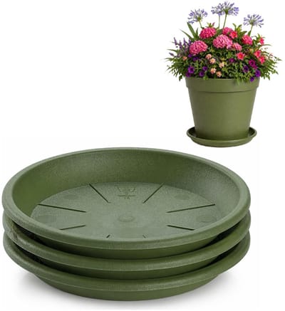 Plasticforte plantenpot onder schotel / water opvang schaal - 3x - groen - Dia 24 cm - Kunststof - voor pot met Dia 30/35 cm