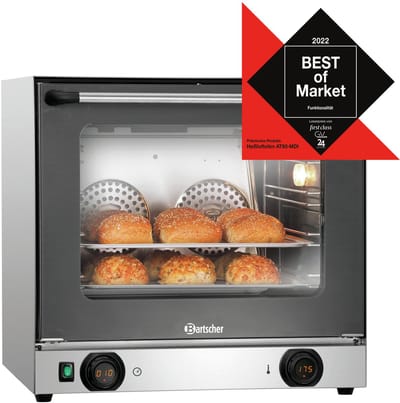 Bartscher Heteluchtoven AT90-MDI - 4 niveaus - 2 ventilatoren - 50-300°C - 230V - 595x615x580mm - Horeca Oven