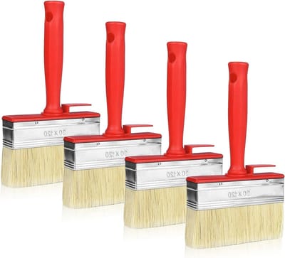 Set van 4 platte kwasten, 30 x 120 mm, voor gemakkelijk schilderen, met houten handvat en brede borstel voor houtlak en verfwerk