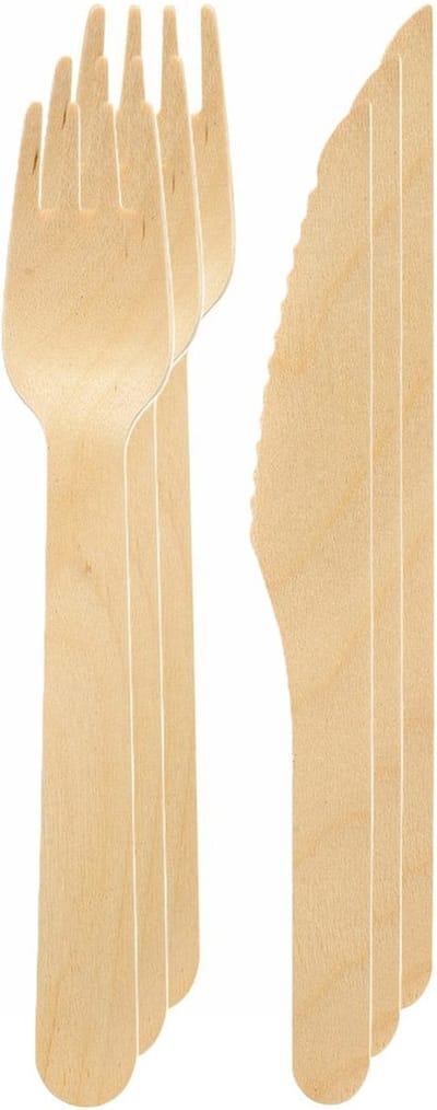 Duni Wegwerp bestek - 20x - houten bestek - 16 cm - bio/eco/milieubewust