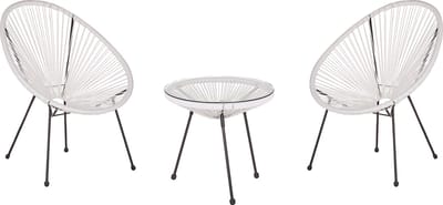 ACAPULCO II - Bistroset voor 2 - Wit - PE rotan