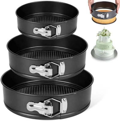 Dailygoods- Taartvorm 3-delig - Scharniervorm met afneembare bodem - Antiaanbaklaag - Koolstofstalen - 20/22/24 cm - Elegant design - Bakvorm
