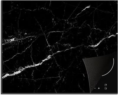 Inductie beschermer - Marmer print - Zwart - Luxe - Marmerlook - Inductie mat 65x52 cm - Kookplaataccessoires - Inductie afdekplaat voor kookplaat - Anti slip mat - Werkbladbeschermer - Inductiebeschermer - Keuken decoratie - Inductiemat