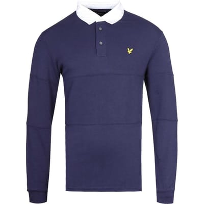 Lyle & Scott marineblauw rugbypoloshirt met lange mouwen