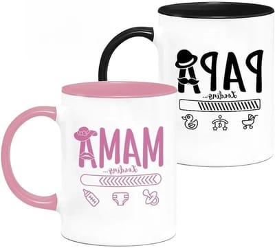 Unieke Mokken voor Verwachtende Ouders met Geldbeslissingen, Origineel Cadeau voor Moeder en Vader, Perfect voor Zwangerschap en Babyshower, Aanpasbaar, 350 ml