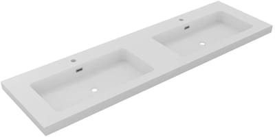 DutchLine - Atlanta Wastafel 160 Dubbele Wasbak - Mat Wit - 2 Kraangaten