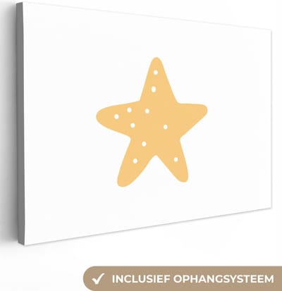 Canvas kinderen - Schilderij voor kinderen - Ster - Stippen - Design - Minimalisme - Wit - Decoratie voor kinderkamers - Muurdecoratie - 30x20 cm