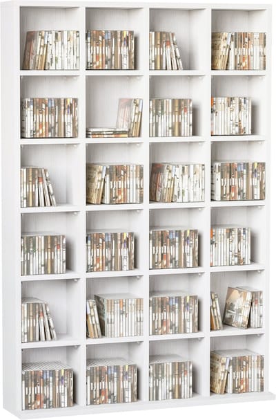 HOMCOM CD-opbergkast - Spaanplaat - 89x20x130,5cm - Wit