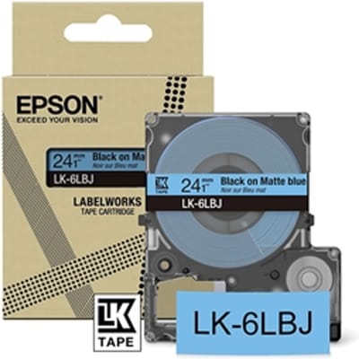 Epson LK-6LBJ matte tape zwart op blauw 24 mm (origineel)