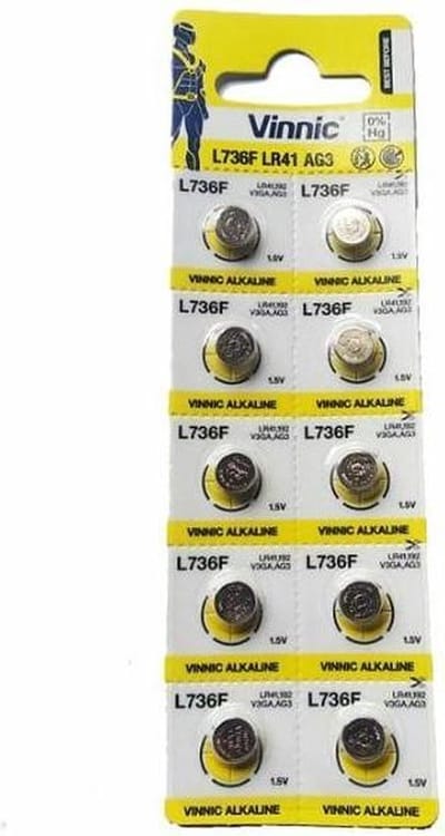 10 stuks Vinic LR41, L736F, AG3 alkaline knoopcel