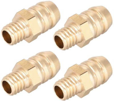 Allecto - Koppeling Geribbeld Messing - Metrische Connector - 4 Stuks - 8 mm x M6 x 1 - Slangtule - Geschikt voor Flexibele Slangen