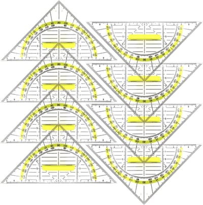 Geometrie Liniaal Set - Gradenboog Vierkant - Tekenen Meten - Met Afneembare Handvatten - 16 cm - Transparant