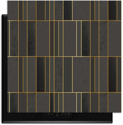 KitchenArt - Midnight Grid – Inductie Beschermer - 59x52 cm - Kookplaat Beschermer - Luxe Afdekplaat Inductieplaat - Anti-slip & Oprolbaar - Beschermmat Inductiekookplaat