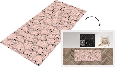 Keukenloper - Loper keuken - Varkens - Dieren - Roze - Patroon - 120x50 cm - Keukenloper vinyl