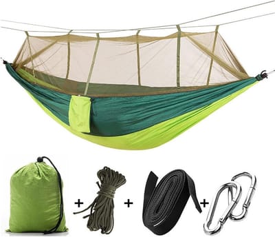 Buitenhangmat - Kampeerhangmat - Ontspannen in natuur - Zeer sterk parachutestof - 260 x 130 cm - Groen