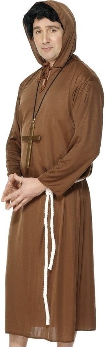Smiffys Monnik kostuum - bruin - heren - priester gewaad - monnikspij - verkleedkleding - religieus 48/50