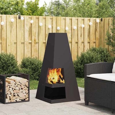 vidaXL - Vuurkom - Zwart - 50 - x - 50 - x - 100 - cm - weervast - staal