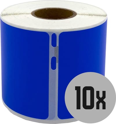 DULA Dymo kompatible Etiketten, S0722430 99014, 101 mm x 54 mm, Blau, Permanent, 10 Rollen, 220 Etiketten pro Rolle