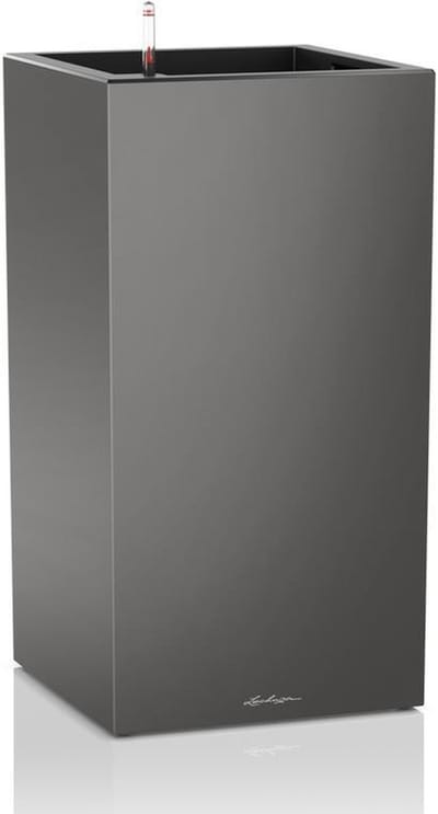 LECHUZA CANTO Premium 40 high - Plantenbak - met uitneembare binnenbak - met bewateringssysteem - ALL-IN-ONE set met LECHUZA-PON - antraciet metallic